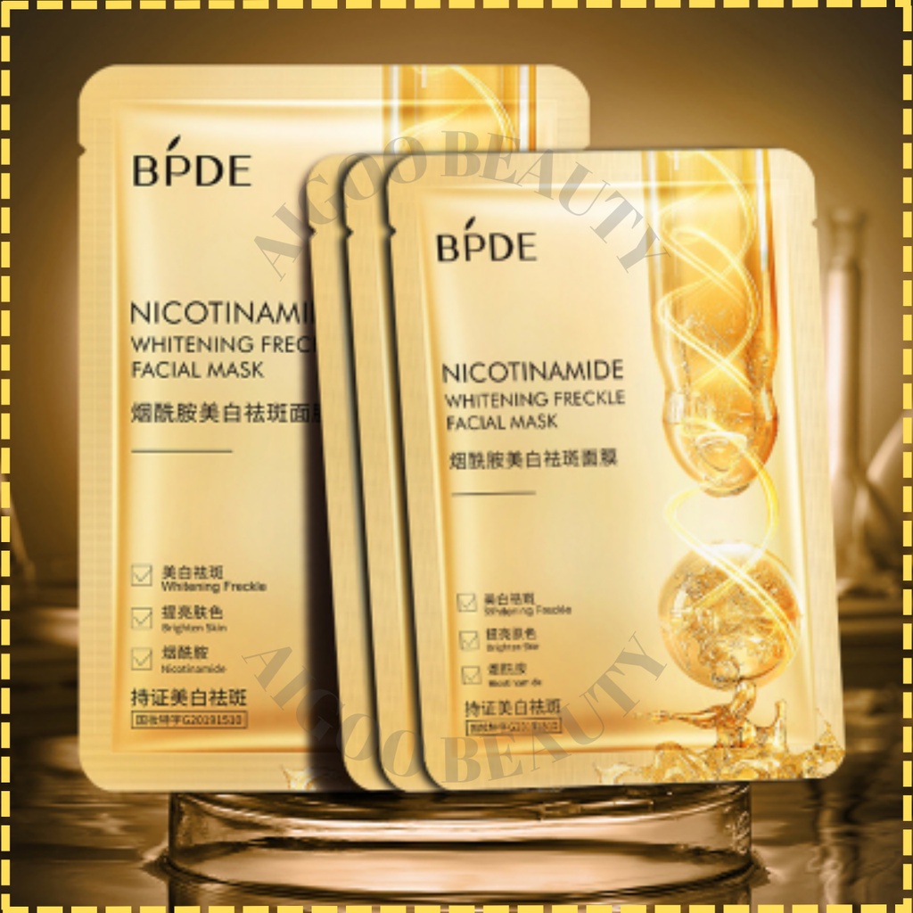 BPDE Sheet mask nicotinamide whitening facial mask masker wajah