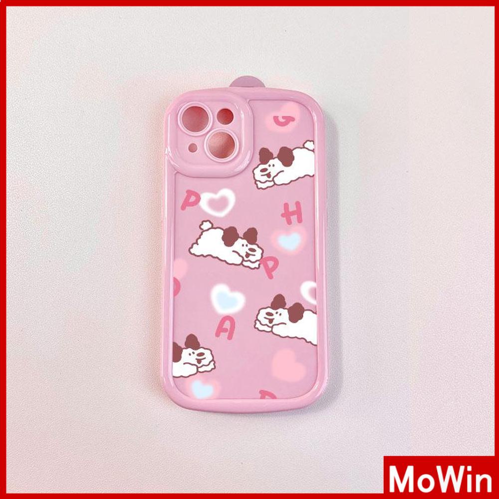 For iPhone 14 Pro Max iPhone Case Cream Pink TPU Soft Case Camera Cover Airbag Shockproof Cute Cartoon Puppy Compatible with iPhone 13 Pro max 12 Pro Max 11 Pro Max xr xs max 7Plus