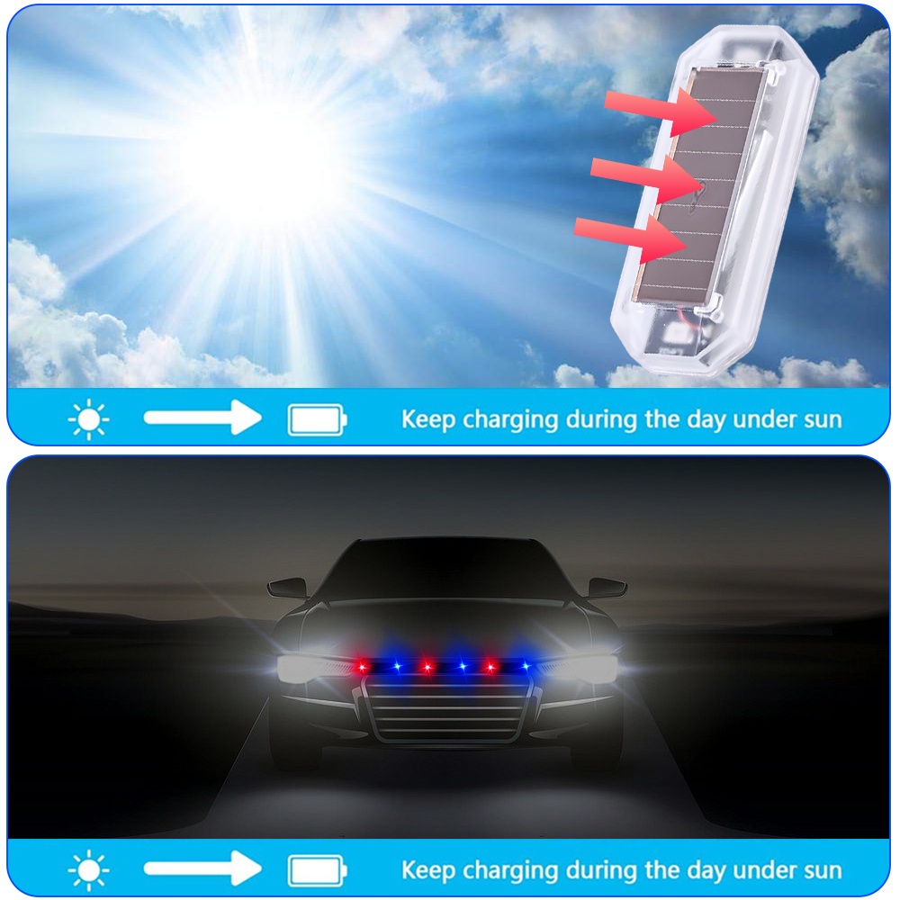 Mobil Mini Solar Peringatan Cahaya Multicolor LED Smart Charging Light Motor Self-Adhesive Anti-Rear Strobo Elektrik Kendaraan Sepeda Tail Light Malam Ride Aksesoris