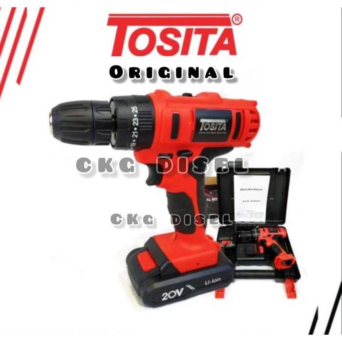 Tosita Mesin Bor Tangan Cordless CD-20 Volt Mesin Bor Baterai Portable