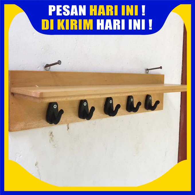 gantungan kapstok kayu lipat anak estetik, gantungan baju, topi, helm dan kuncikapstok kayu estetik 