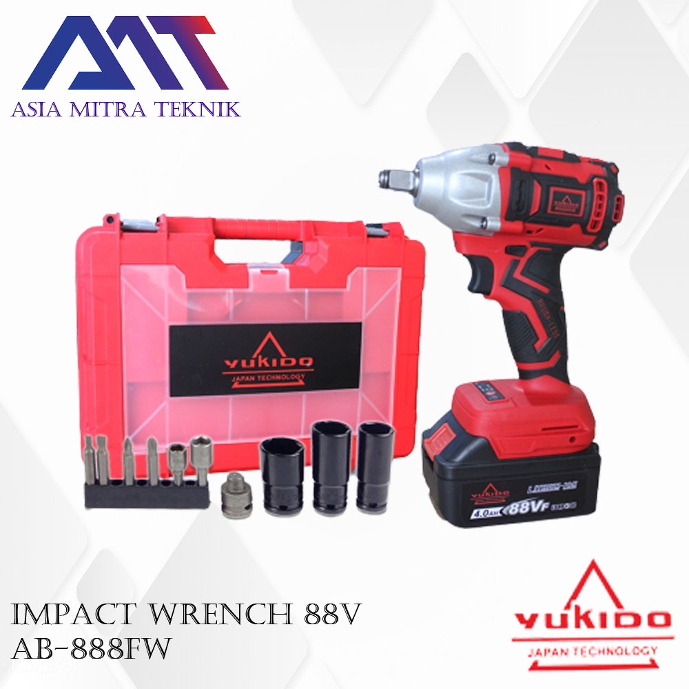 Impact Wrench Brushless 88vf Impact 2 Baterai 1/2 Inch Bor Impact Pembuka Baut Mobil Motor