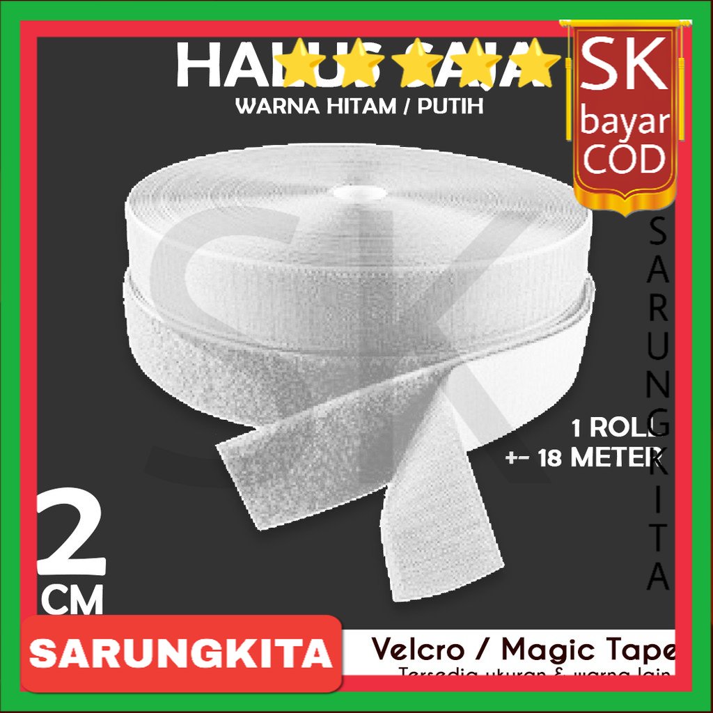

Perekat Velcro Halus Ukuran 2 CM Magic Tape Kretekan 18 METER
