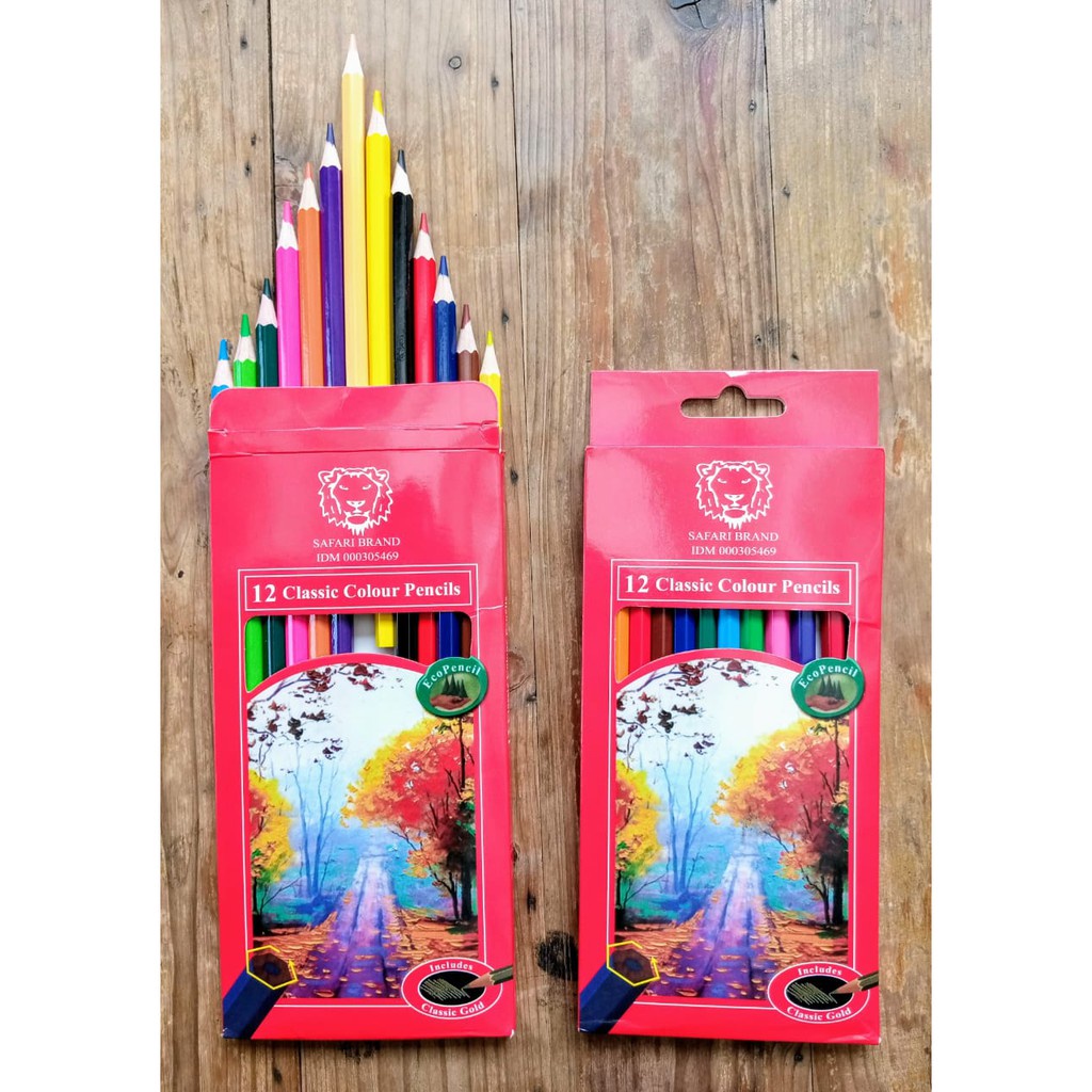 PENSIL WARNA SAFARI ISI 12 WARNA PANJANG (1PACK) │ SAFARI COLORED PENCILS 12W