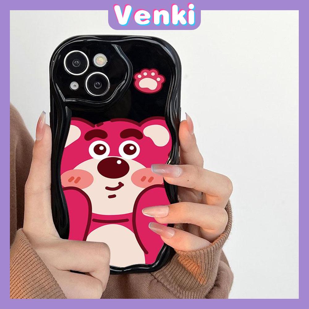 Case for iPhone 11 Pro Max TPU Soft Glossy Curved Wave Case Cute Cartoon Bear Camera Protection Shockproof For iPhone 14 13 12 11 Plus Pro Max 7 Plus X XR