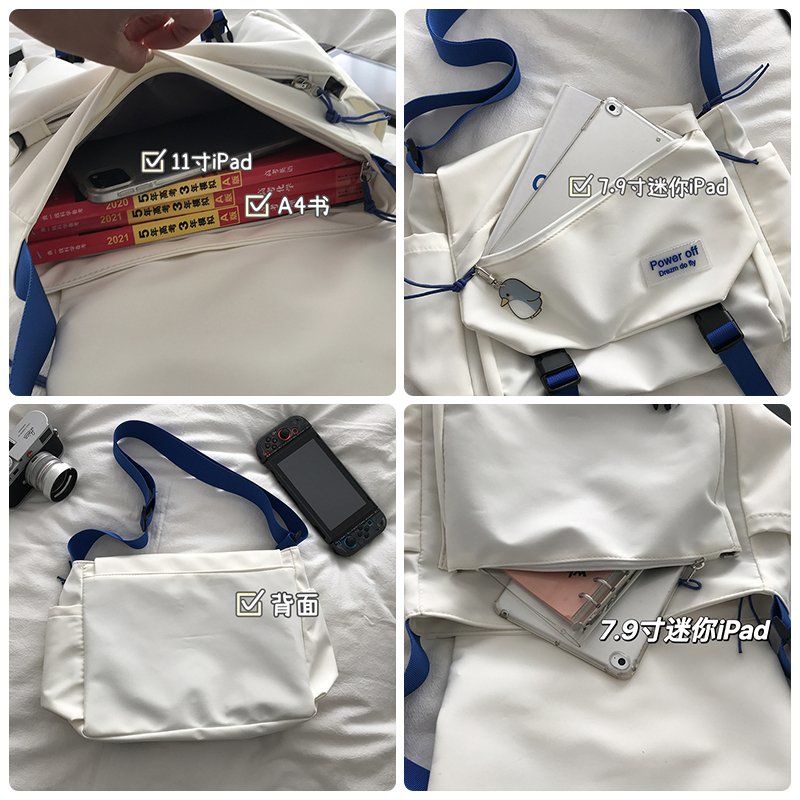 ○❁✴Sera  Korean Klein Blue Kapasitas Besar Tas Selempang Wanita Tas Sekolah Siswa Versi Korea All-Match Single Tas Sekolah Bahu Pria