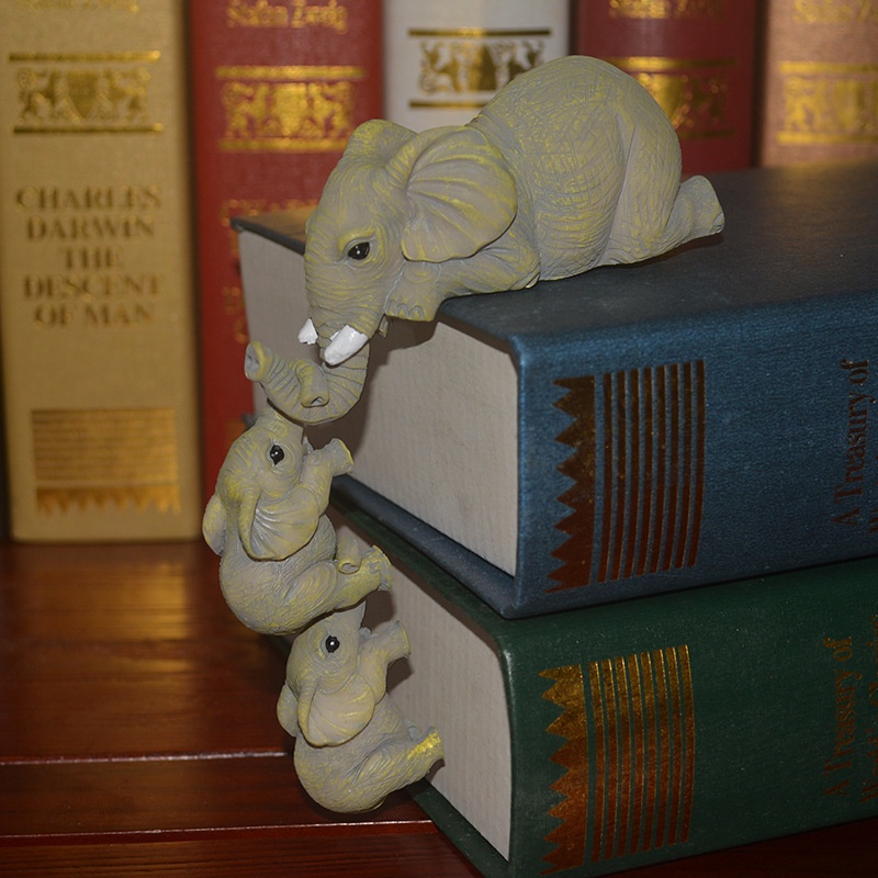 Ready Stock Resin Craft 3-piece Elephants Mother Gantung 2-Babies Figurine Dekorasi Ruang Tamu