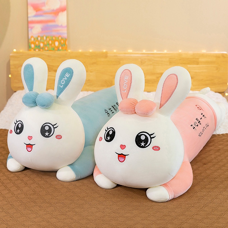 Boneka Mainan Mewah Kelinci Lucu Baru Boneka Kain Tidur Strip Lempar Bantal Sebagai Hadiah Kecil Untuk Perempuan