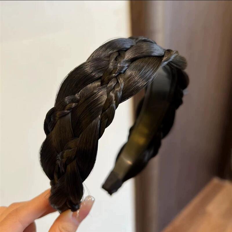 Lima Helai Wig Hairband Sandwich Kepang Rambut Klip Hiasan Kepala Adonan Goreng Melintir Kepang Anyaman Tangan Murni Tinggi Tengkorak Atas Ikat Kepala