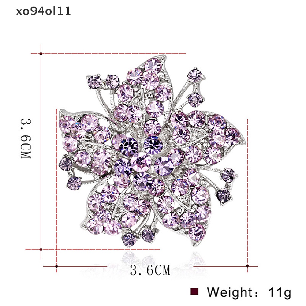 Xo Wanita Fashion Kristal Bunga Besar Bros Pin Berlian Imitasi Pesona Pernikahan Bros OL