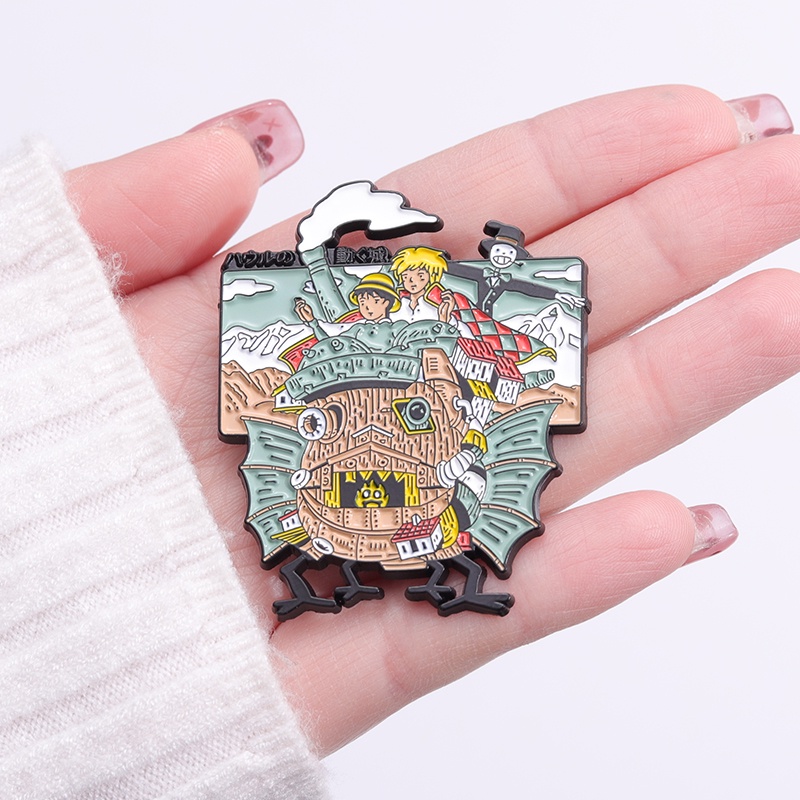 Howls Pin Enamel Kastil Bergerak Lucu Anime Bros Lencana Kerah Pin Kartun Koleksi Perhiasan Hadiah Untuk Teman Penggemar