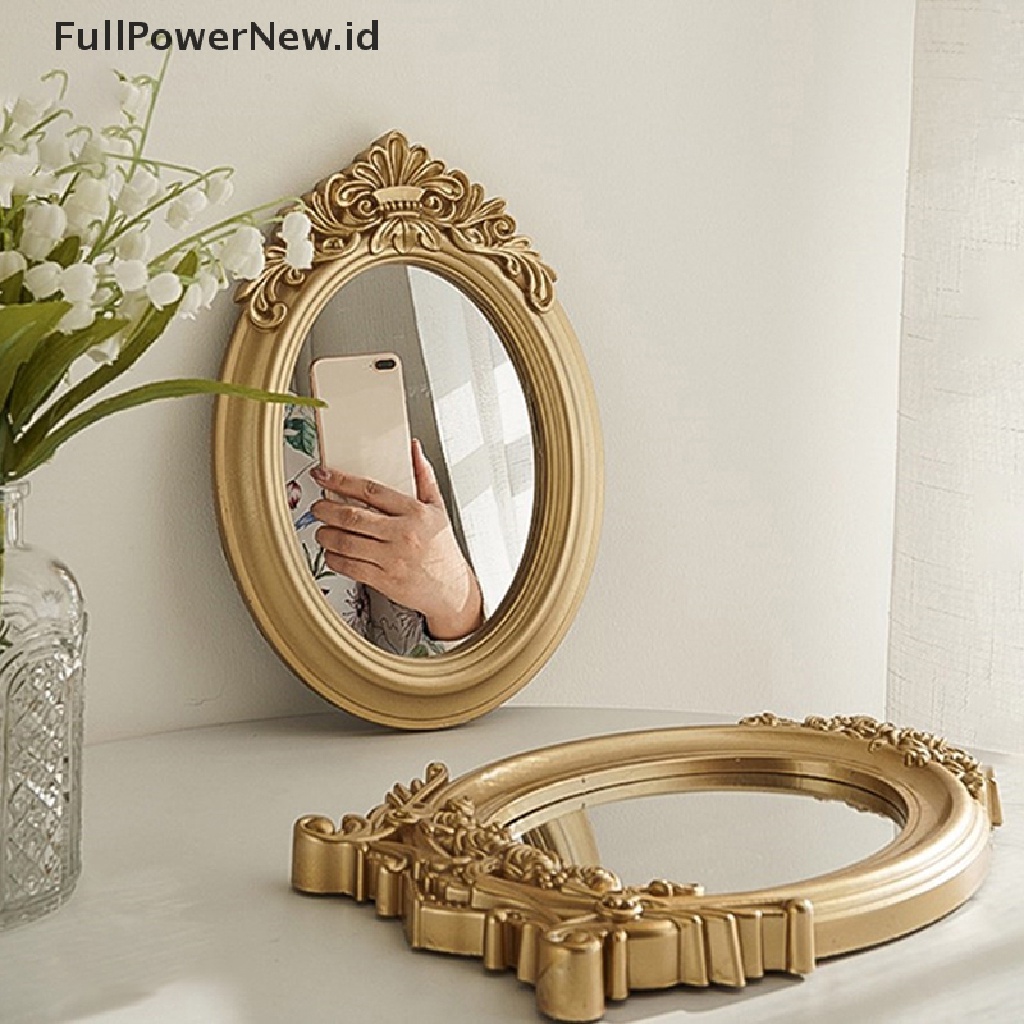 Power 1Pc Cermin Dinding Vintage Gantung Hias Retro Dekorasi Rumah Meja Oval Mirror ID