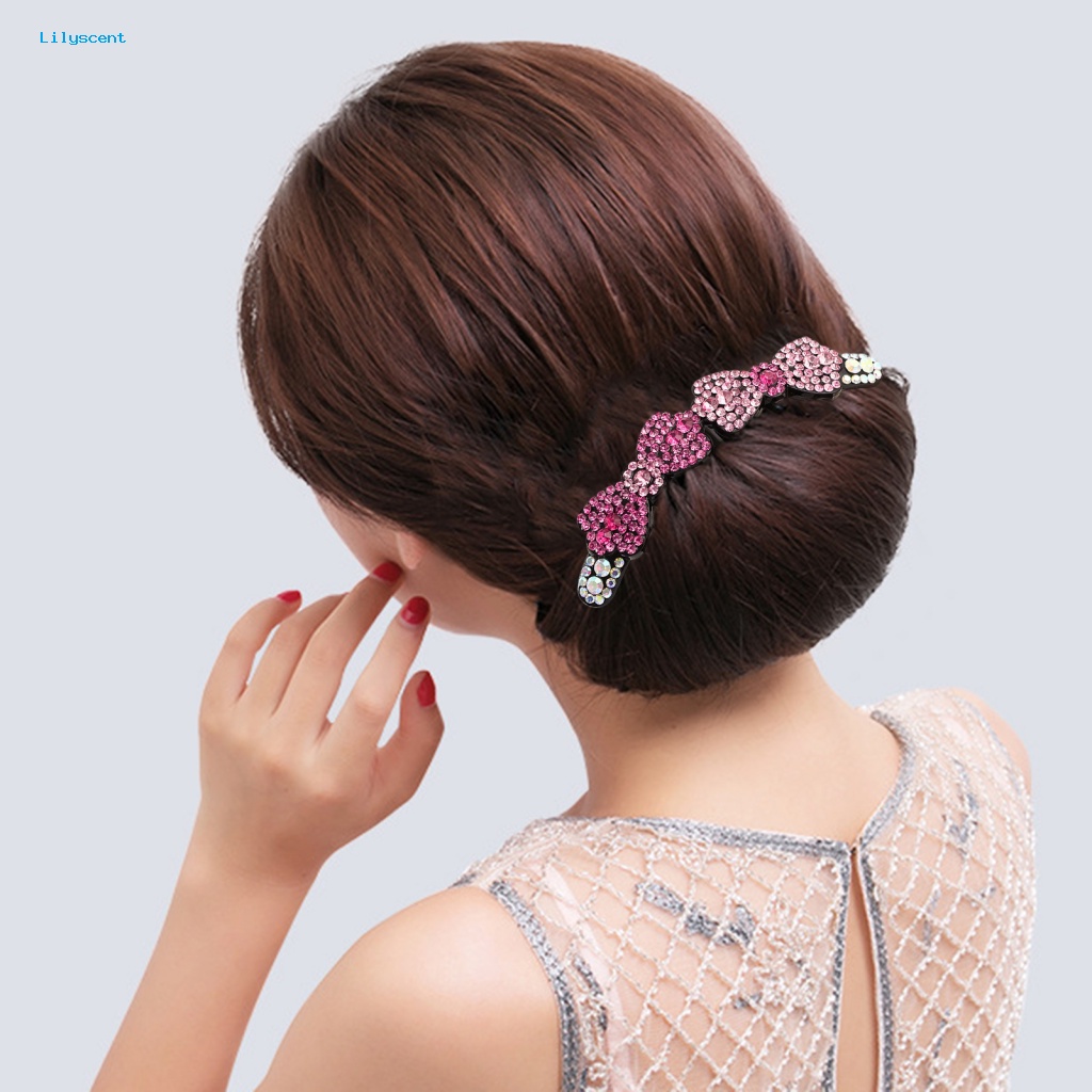 Lilyscent Resin Sanggul Sisir Rambut Aksesoris Rambut Glitter Berlian Imitasi Ikatan Simpul Poni Hair Clip Hias