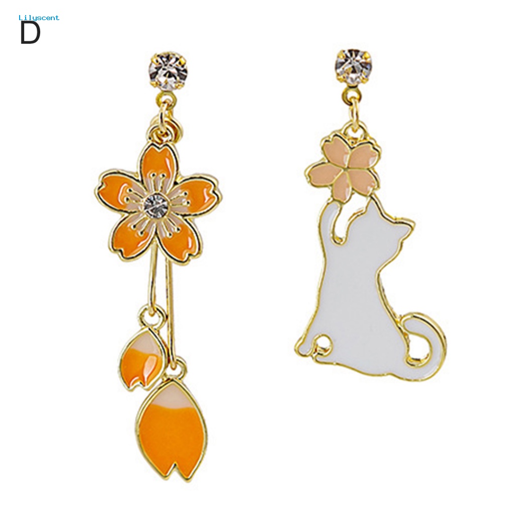 Lilyscent 1pasang Anting Liontin Aksesori Untuk Pacaran Anting Hewan Kartun Minimalis Asimetris