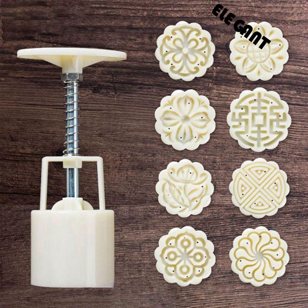 [Elegan] Cetakan Kue Bulan DIY Plastik Mid-Autumn Festival Pastry Alat Dapur Gadget Dekorasi Cookie Stamps