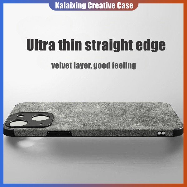 IPHONE [Dengan Logo] Casing Ponsel Nuansa Kulit Beludru Untuk Iphone14/13pro/12promax/11Pro/14Plus Pro Max Soft Casing