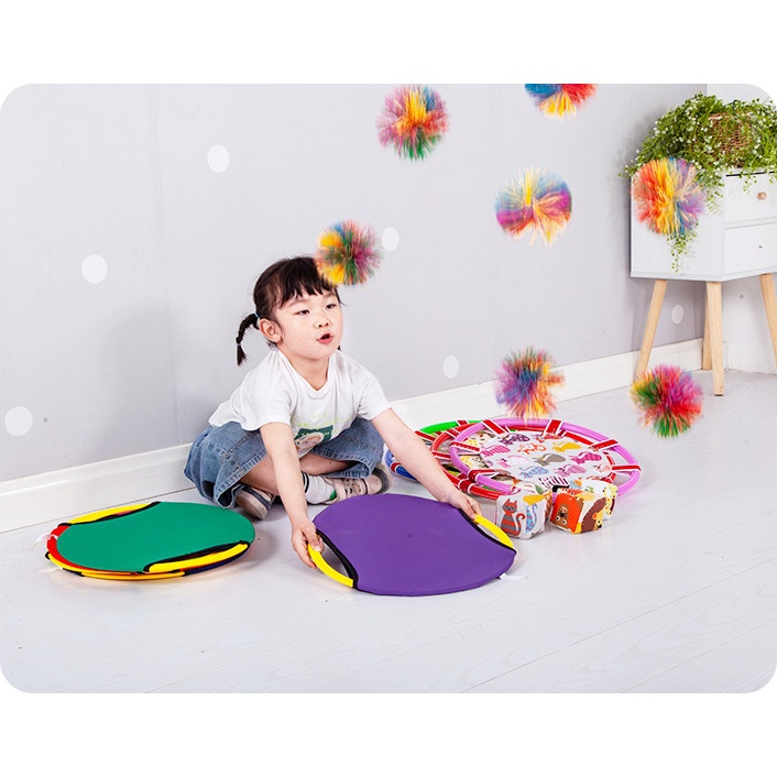 Spring Circle Mainan Tk Sensory Olahraga Luar Ruangan Permainan Orang Tua-Anak Piring Bola Elastis Anak-Anak Melempar Dan Menerima Raket