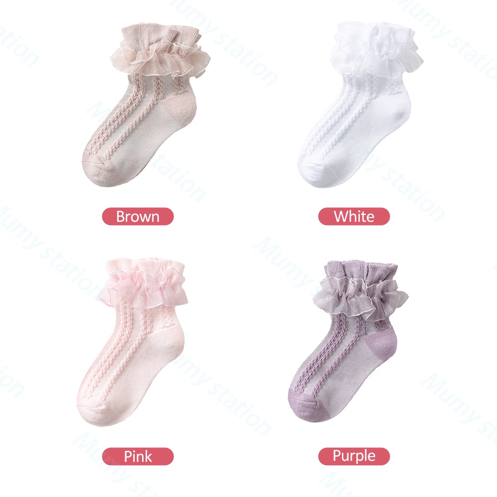 Mumystation kaos kaki renda anak perempuan katun 4-15Tahun Kids Girl Socks