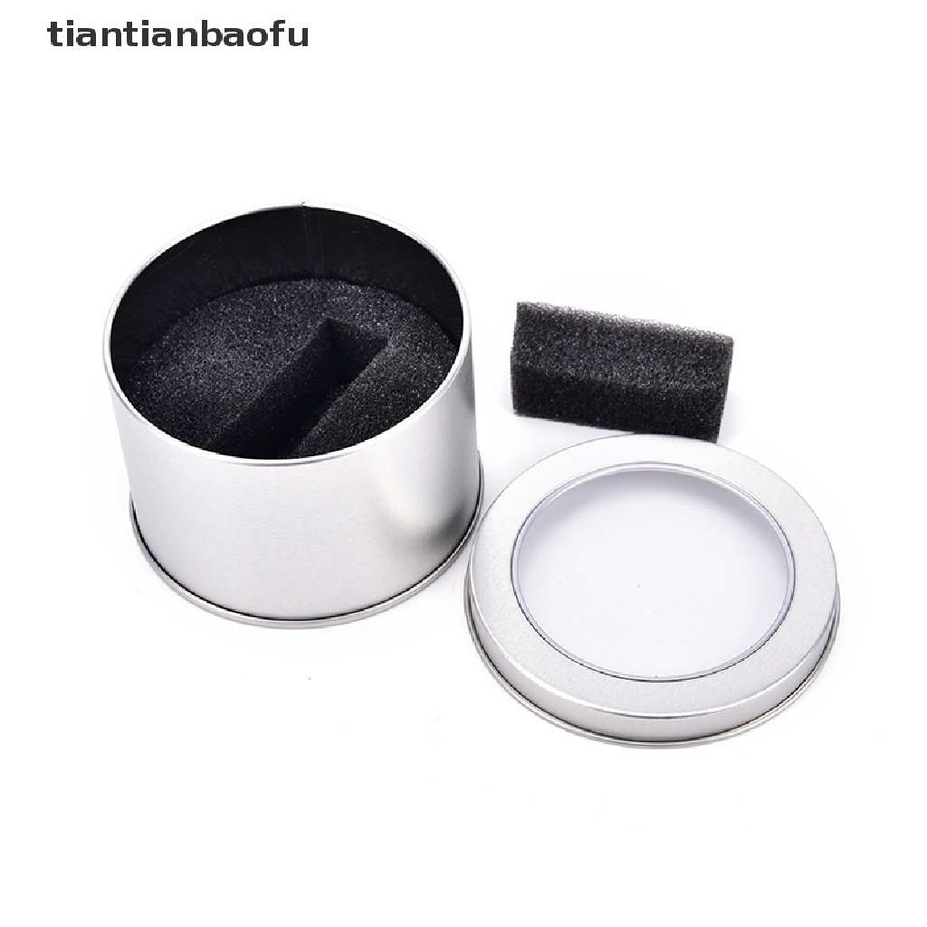 [tiantianbaofu] Kotak Jam Tangan Perhiasan Logam Bulat Silver Display Case Dengan Bantalan Watch Box Holder Butik