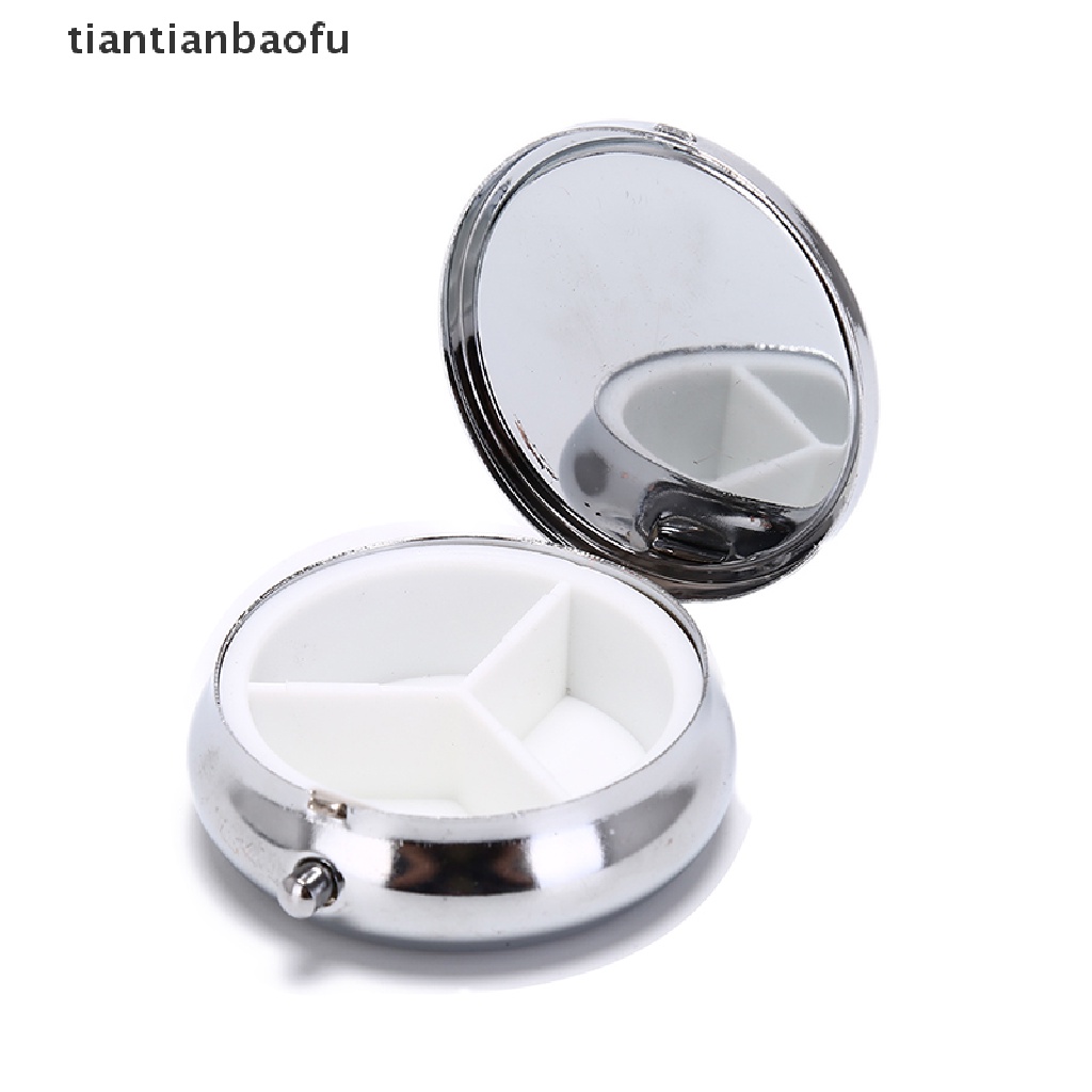 [tiantianbaofu] Lipat pill case metal pill cutter Kotak Pil Wadah Penyimpanan makeup  Butik