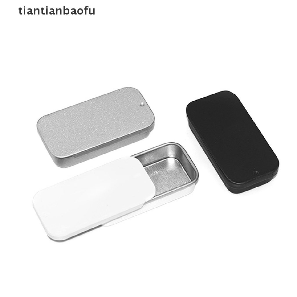 [tiantianbaofu] Kotak Kaleng Mini Kosong Persegi Panjang Metal Tinplate Push Candy Pill Cases Kotak Penyimpanan Butik