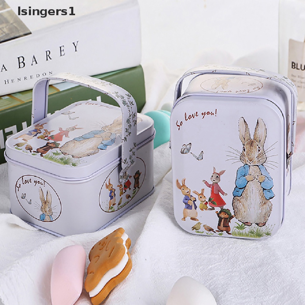 [lsingers1] White Rabbit Toffee Tin Can Small Suitcase Storage Can Tin Metal Candy Box Gift Butik