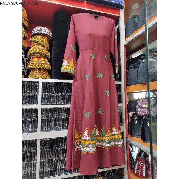 Baju Gamis perempuan khas Aceh | baju Gamis bordir khas Aceh