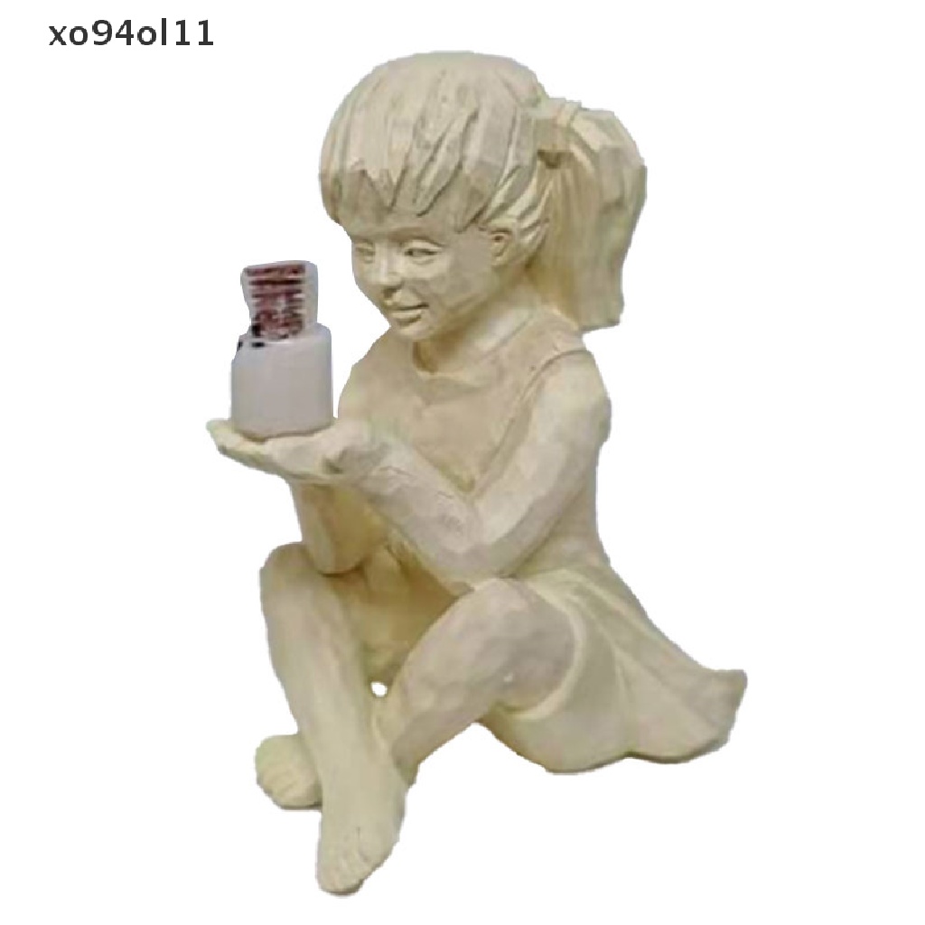 Patung XO A Kid Dengan Kunangkunang Tenaga Surya Patung Taman Bahan Resin Alas Bunga Decor OL