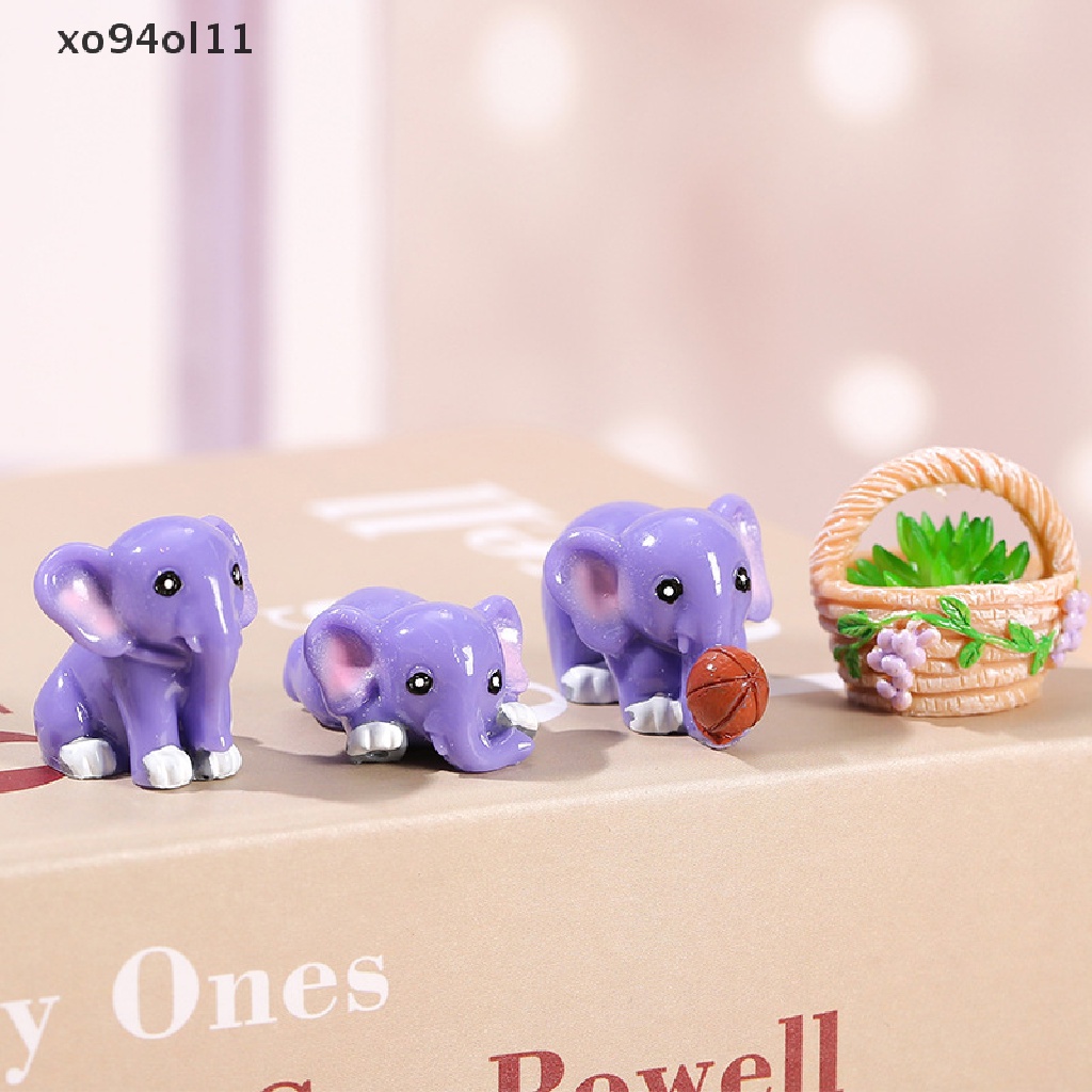 Xo Patung Gajah Dekorasi Mini Pot Taman Patung Hewan Miniatur Kerajinan Resin OL