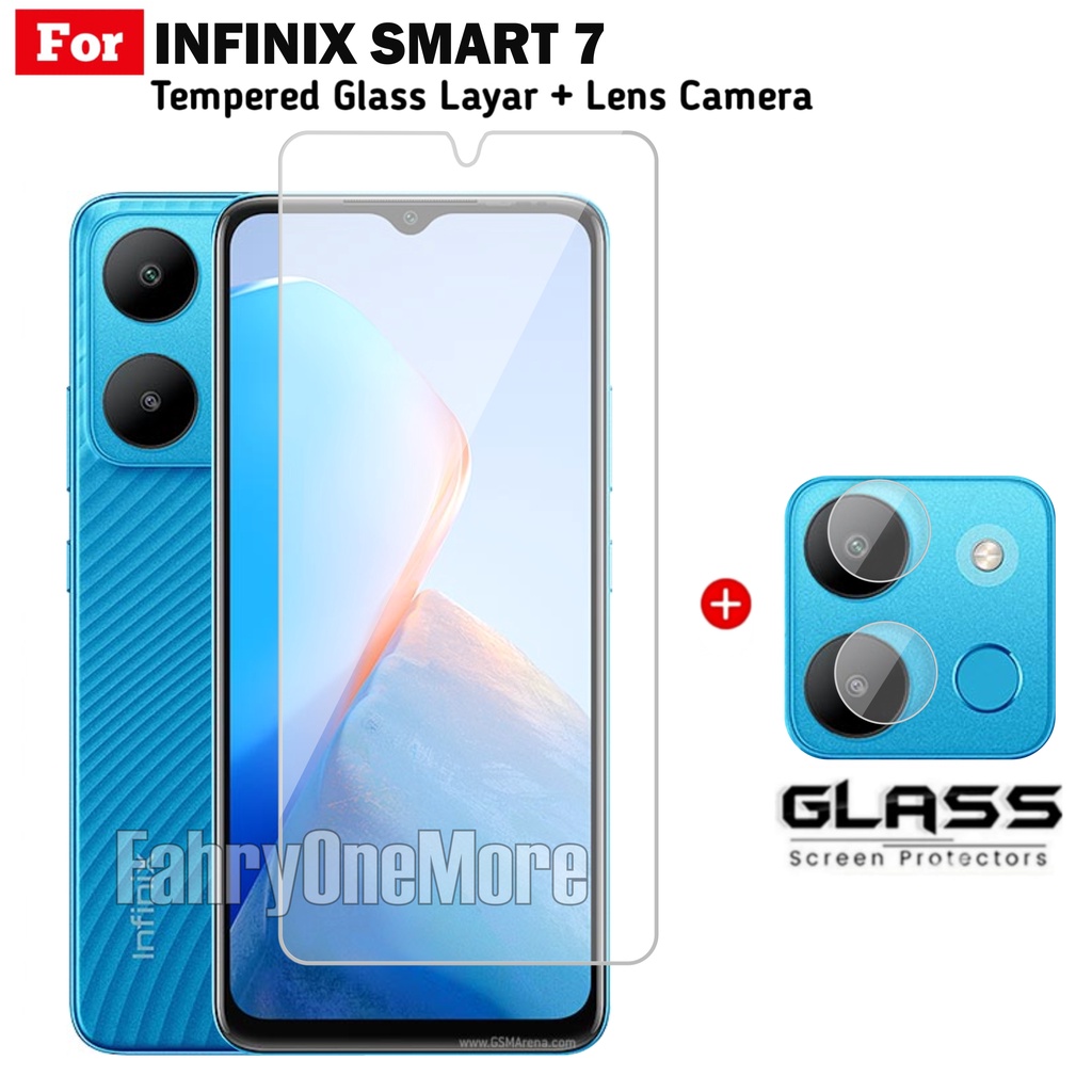 PAKET Tempered Glass Infinix Smart 7 Anti Gores Layar Free Lens Camera Handphone