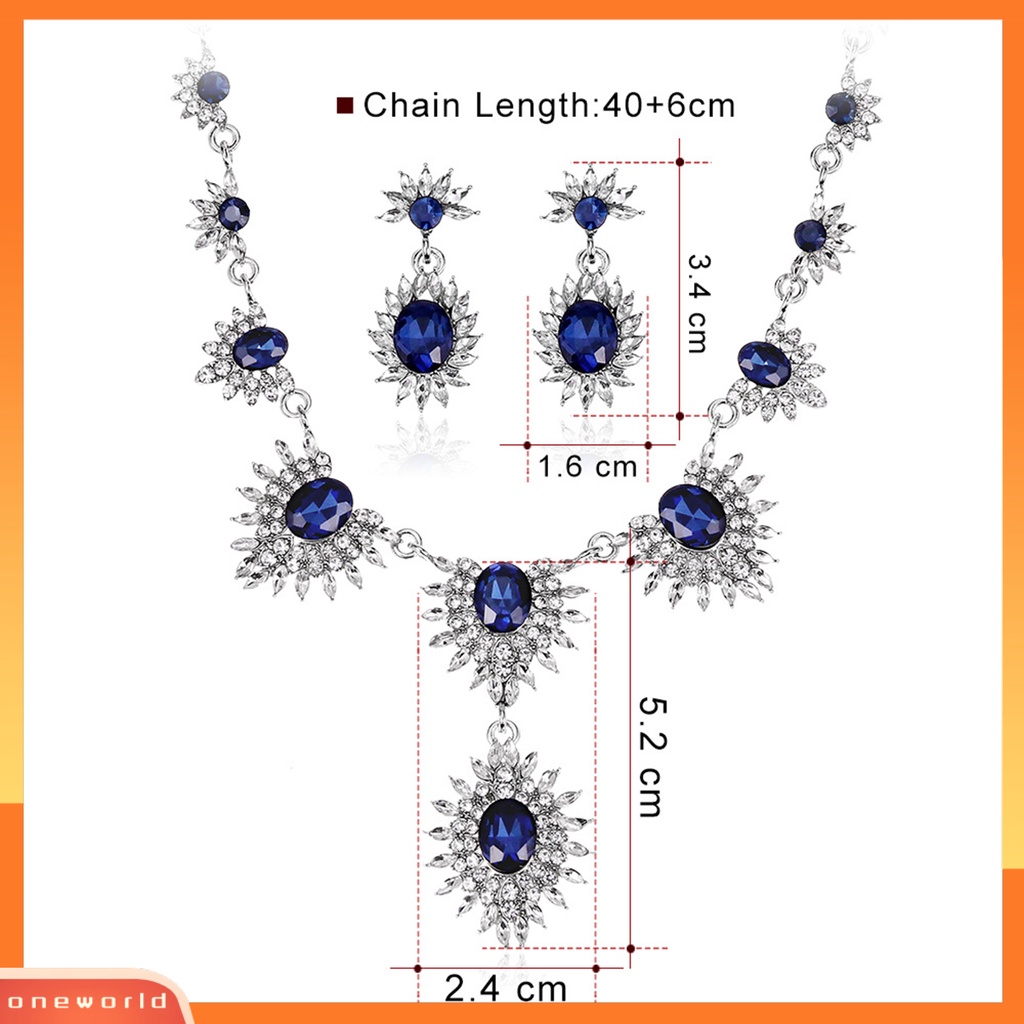 [ONE] 1set Anting Pengantin Kristal Imitasi Hias Berlian Imitasi Bentuk Bunga Matahari Temperamen High Gloss Dress Up Glitter Gaun Pernikahan Bridal Kalung Perhiasan Aksesori