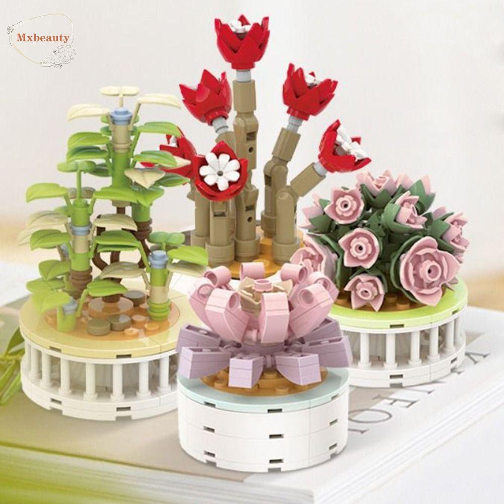 Mxbeauty Pot Lanskap Batu Bata 1 Pc Mini Bonsai Blok Bangunan Pot Blok Bangunan Daging Sayur DIY Gunung Bata Mainan Pot Model Ornamen Bunga Sukulen Blok Bangunan