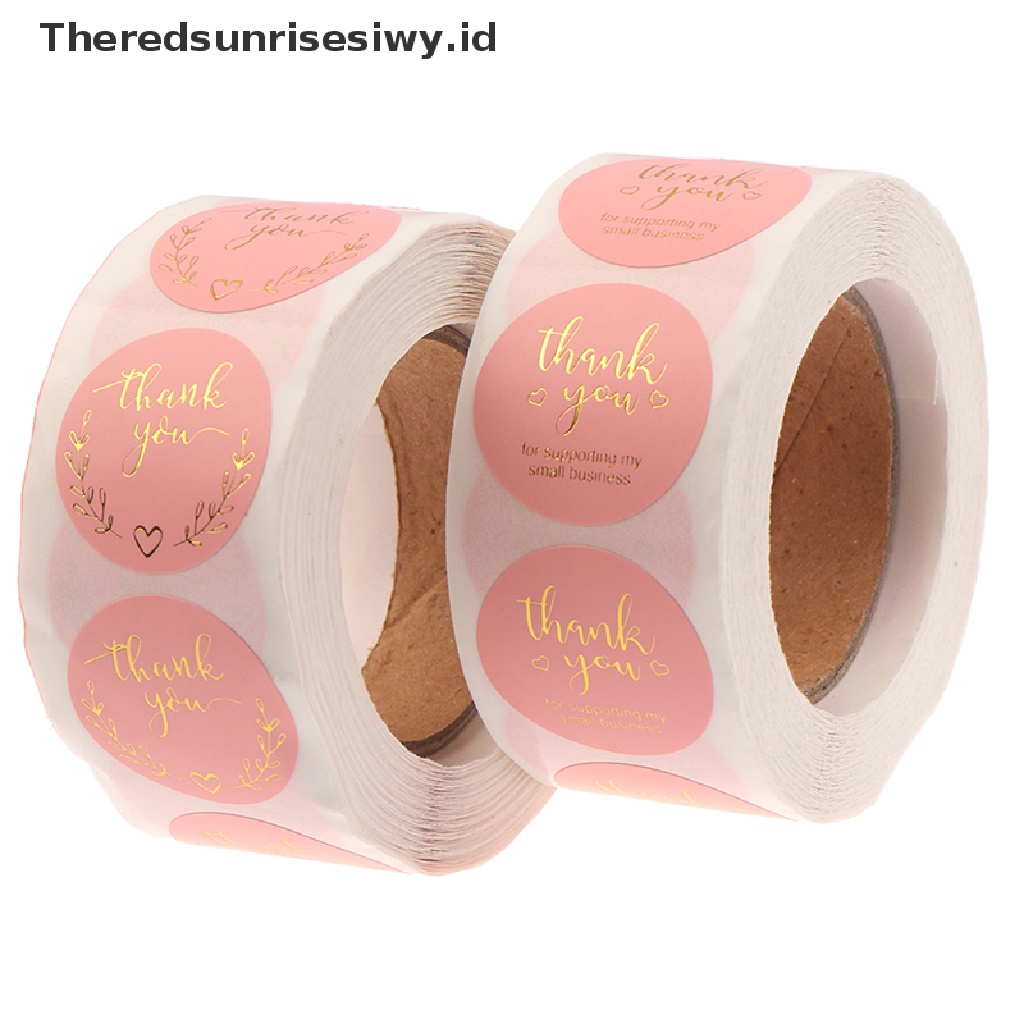 # Kado Mom &amp; PAPA DIY # 500pcs Per roll Thank You Sticker Segel label Pink label Kertas Sticker~