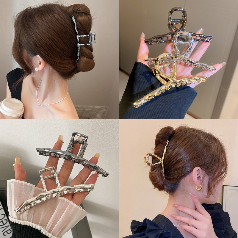 11.5cm Gelombang Logam Jepit Rambut Hair Claw Fashion Sederhana Klip Rambut Hiu Klip Wanita Aksesoris Rambut