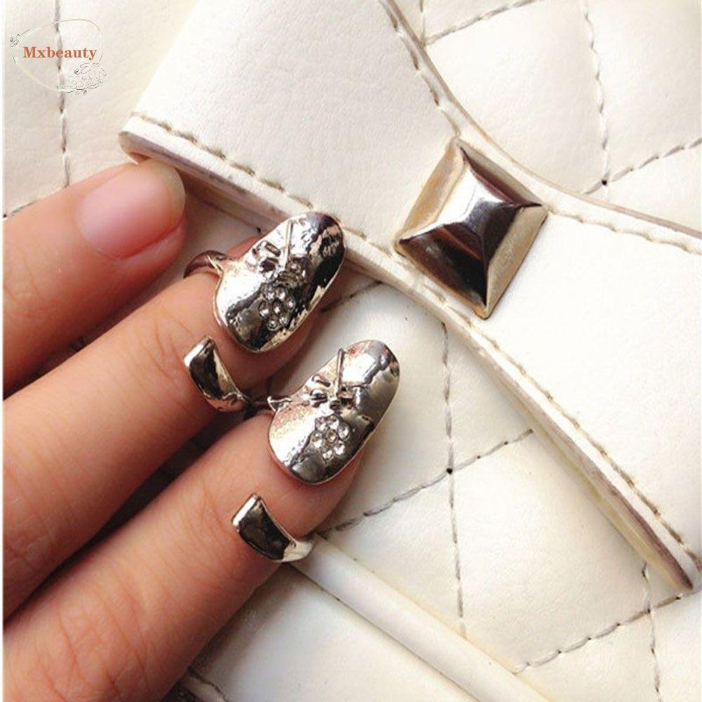 Mxbeauty Cincin Kuku Jari Desain Bunga Capung Aksen Berlian Imitasi Aneka Warna Untuk Pernikahan