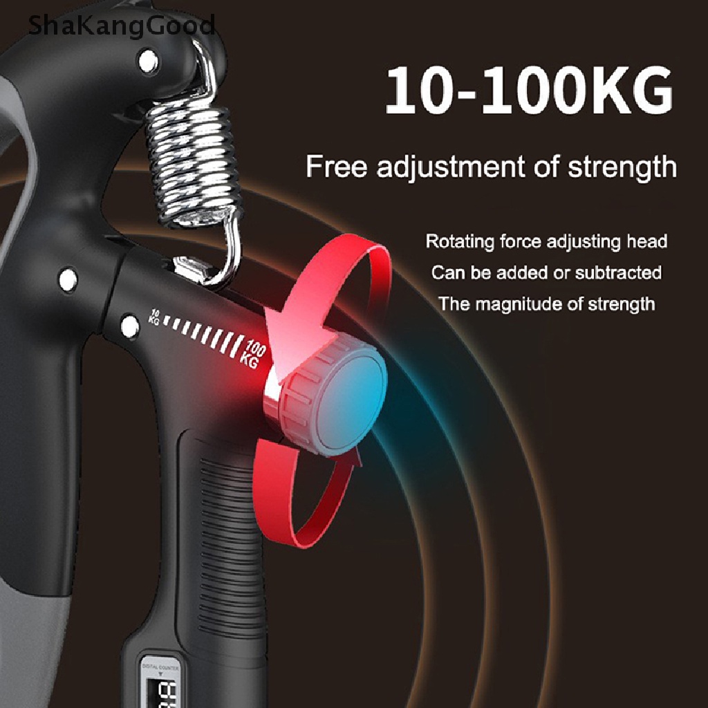 Skid 100kg Adjustable Heavy Grip Fitness Elektronik Counter Hand Grip Pergelangan Tangan Meningkatkan Kekuatan Spring Finger Adjustable SKK