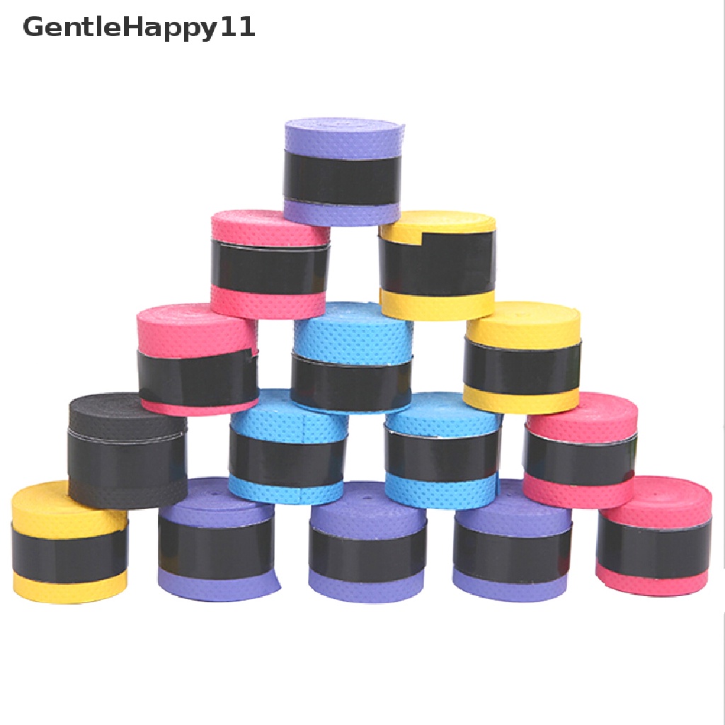 Gentlehappy 5pcs Raket Anti Slip Over Grip Roll Tenis Badminton Squash Handle Tape Random id