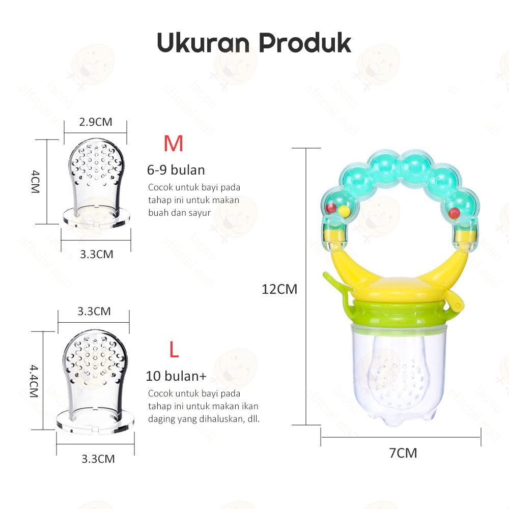 Lacoo Dot buah bayi anak Empeng buah anak Baby fruit feeder BPA Free Rattle teether kompeng bayi