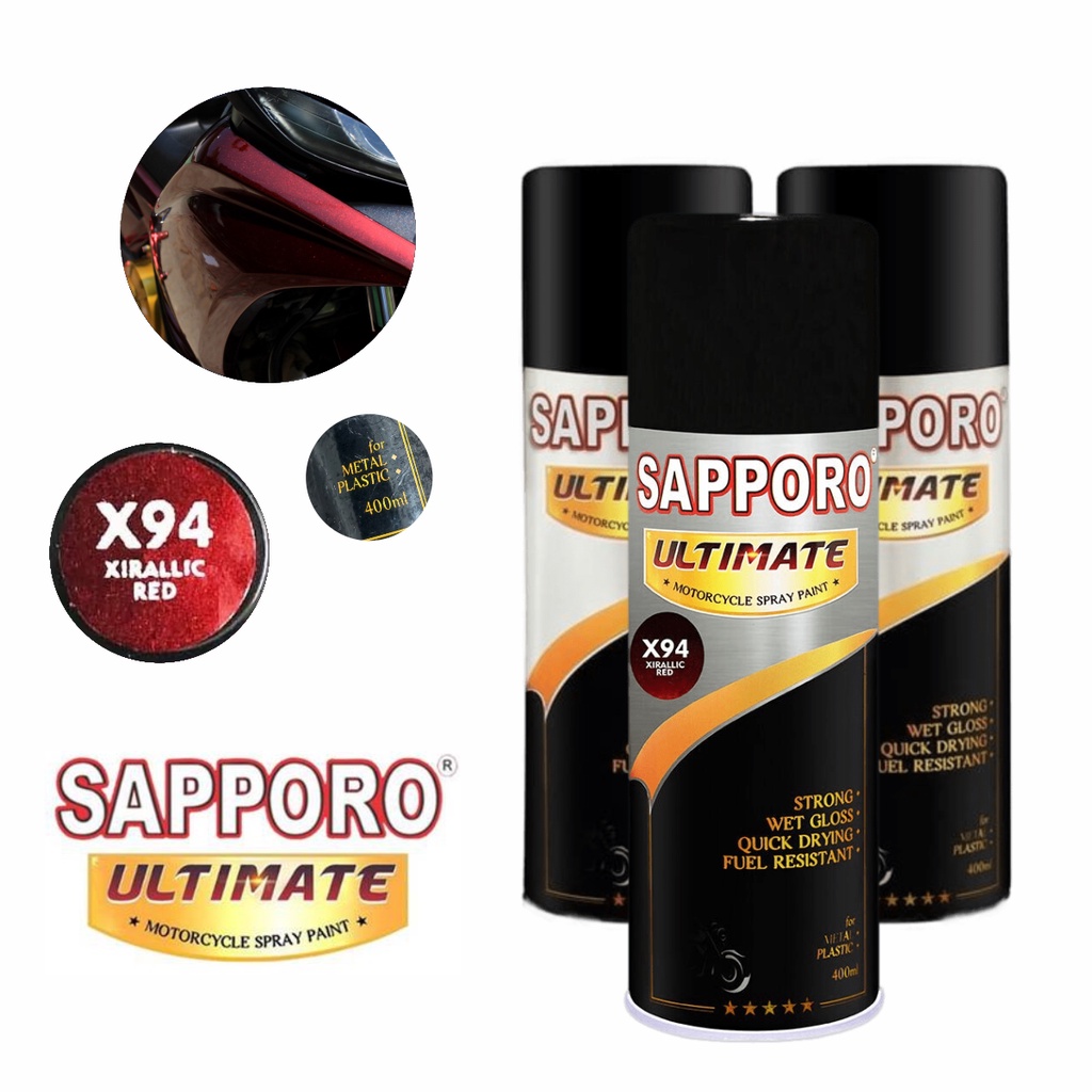 

Pilox Sapporo Ultimate Xirallic Red X94 Cat Semprot Merah Pilok Metal Plastik Aerosol Spray
