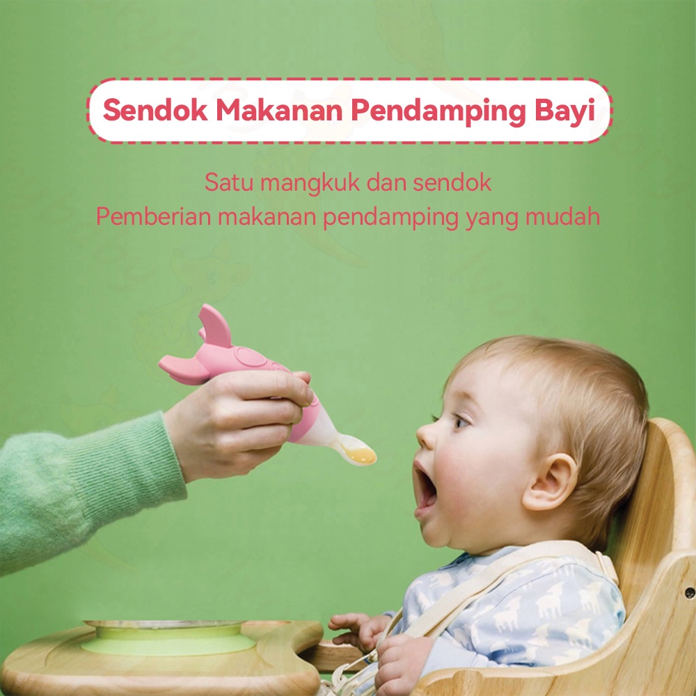 Ivorybaby Botol dot silicone Botol sendok makan bayi Bpa free Baby feeder lucu