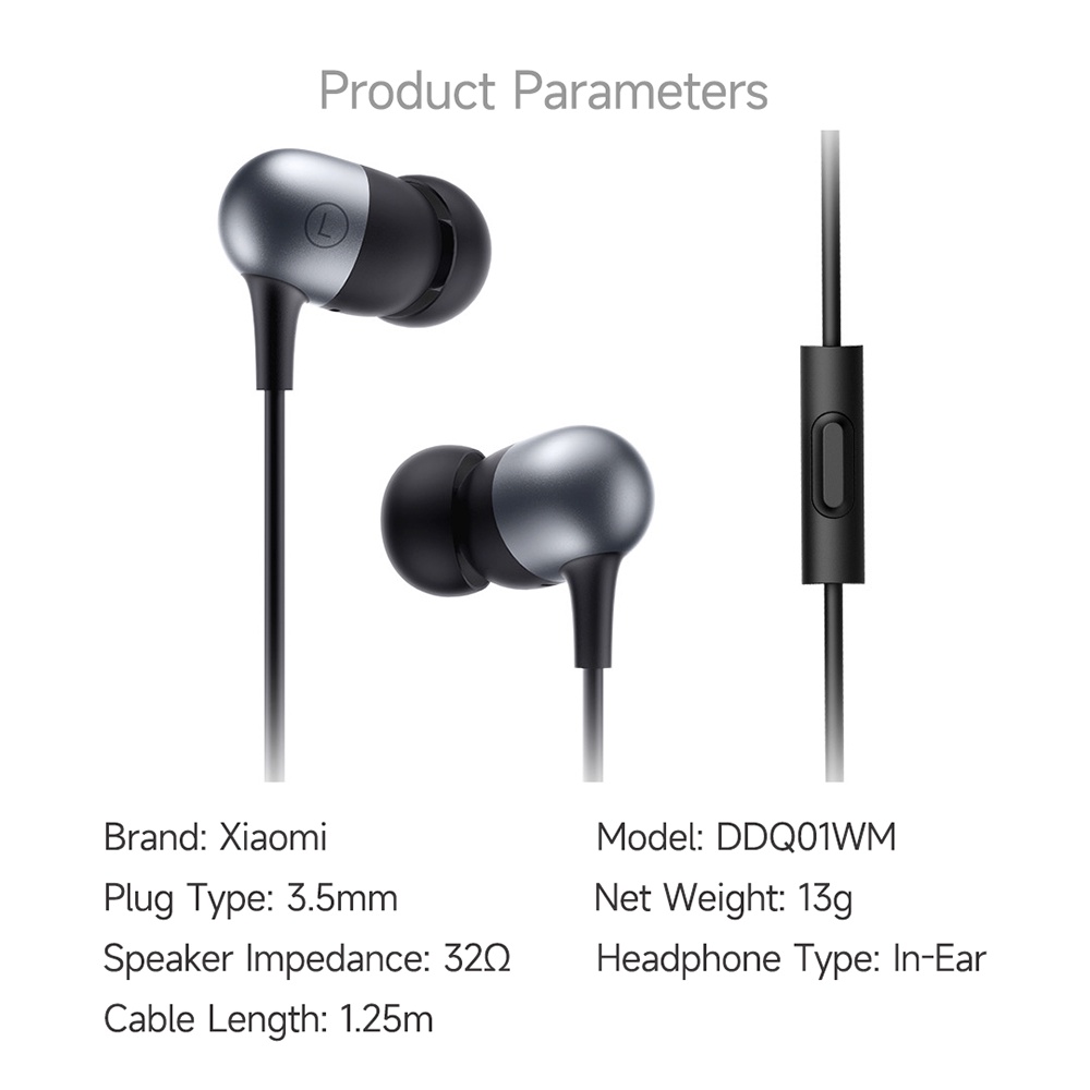 Xiaomi Headphone Kapsul Headset Stereo In-Ear 3.5mm Dengan Microphone Wire Control Earphone Untuk Game Music Movie