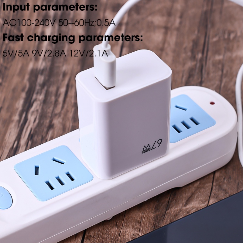 Kepala Charger QC5.0 Ponsel Tahan Lama/Bata Pengisian Daya Portabel EU/US/UK USB Adapter Charging Head 67W Super Fast Charging Phones Laptop Aksesoris