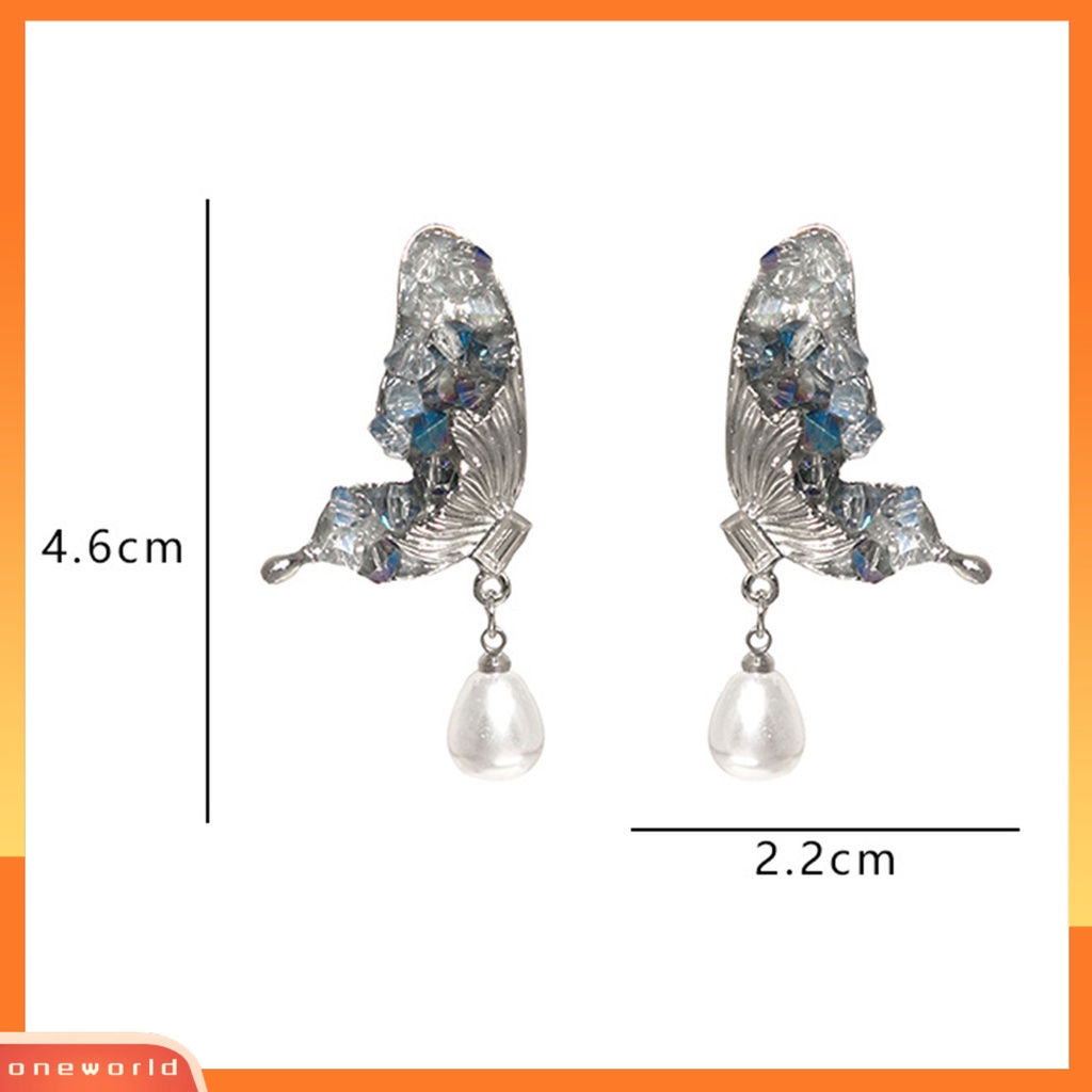 [EONE] 1pasang Anting Pejantan Mewah Pola Geometris Electroplating Pendant High Gloss Dekorasi Kilau Terang Fashion Shiny Butterfly Rhinestone Menjuntai Earrings Untuk Tanggal