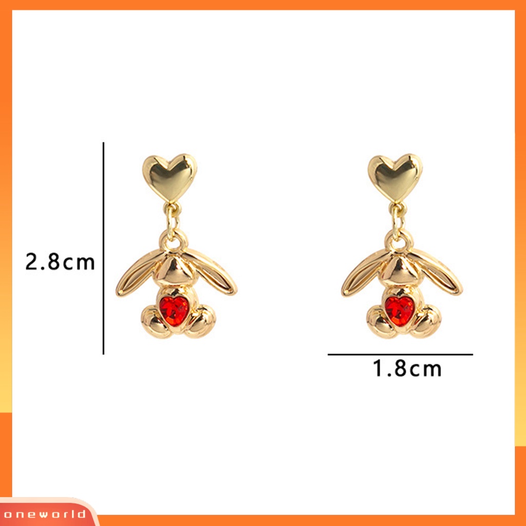 [EONE] 1pasang Ladies Earrings Indah Halus Kompak Ringan Mewah Kepribadian Pakaian Sehari-Hari Paduan Kelinci Bertelinga Besar Dengan Zirconia Women Earrings Aksesoris Pesta