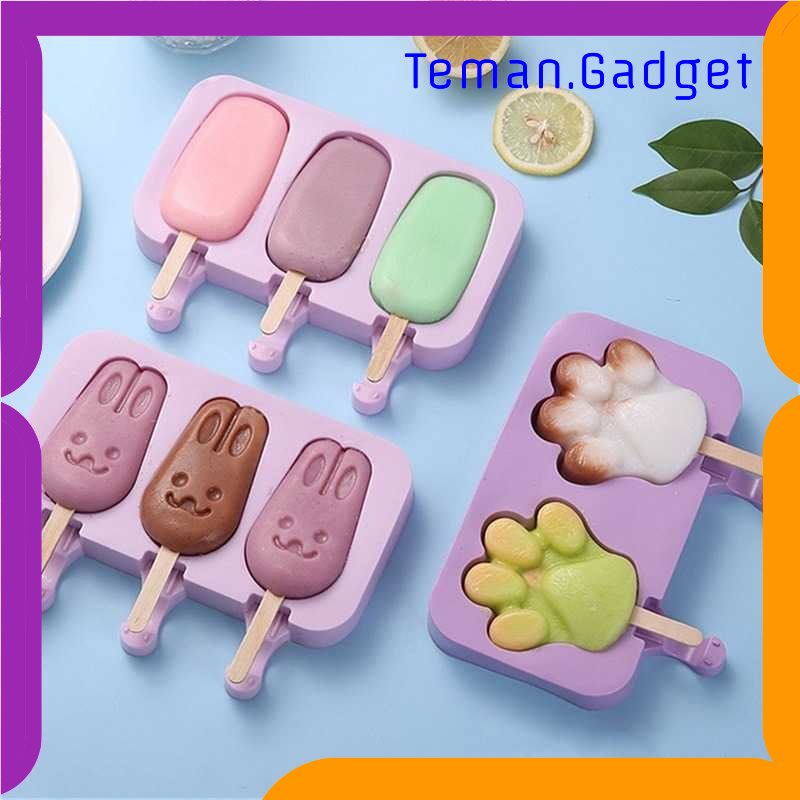 TG - DPR SJ Cetakan Es Krim 2 Hole Silicone Mold Dessert Dog Paw with 50 Sticks - JSC84