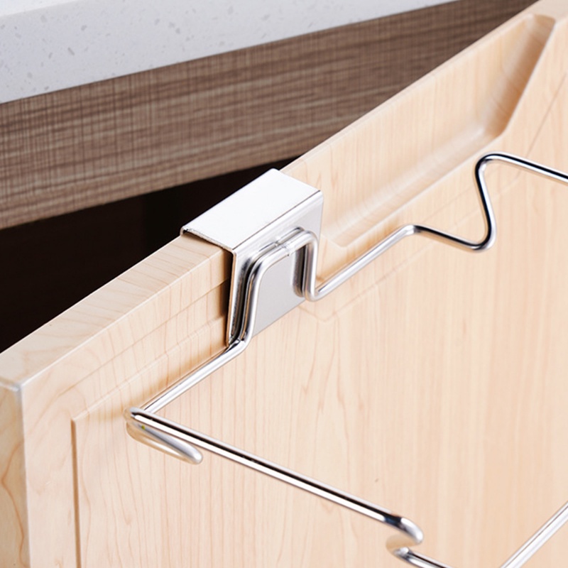 Rak Tempat Sampah Stainless Steel Multifungsi Dapur Pintu Lemari Kantong Sampah Holder Closet Rubbish Storage Aksesoris