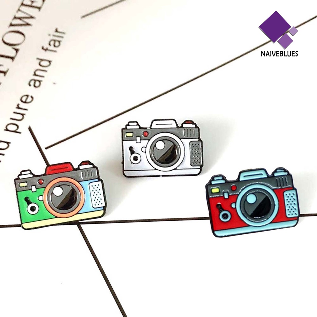 &lt; Naiveblues &gt; Pria Wanita Bentuk Kamera Enamel Bros Pin Jaket Tas Lencana