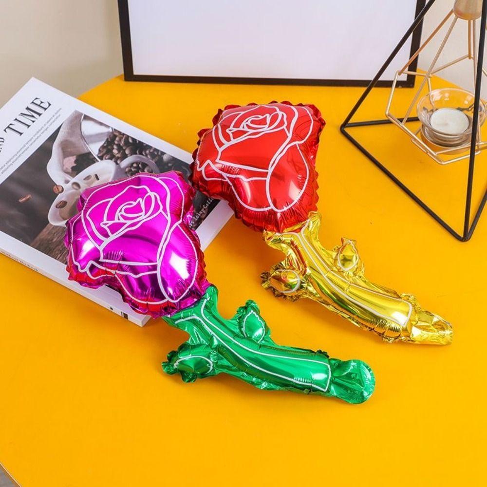 [Elegan] Bunga Mawar Balon Mini 4 Pcs Tiup Aluminium Film Rumah Tangga Balon Foil