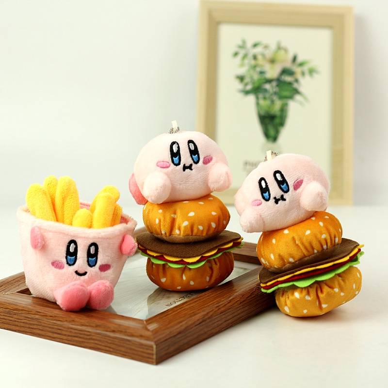 Lucu Kartun French Fries Plush Doll Hamburger Liontin Gadis Jantung Hiasan Gantungan Kunci