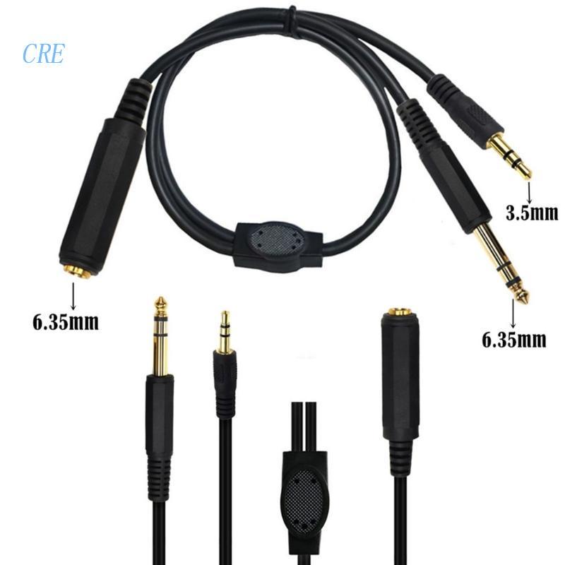 Cre Spliter Cable 6.35mm Female to 6.35mm Male+3.5mm Male Headphone Cable Kabel Untuk Gitar, Perangkat Laptop